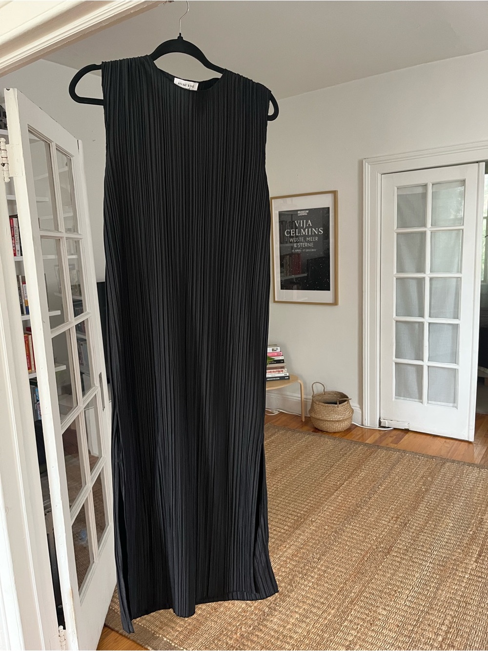 Anine Bing Black Sleeveless Pleated Midi Dress